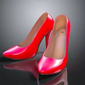 Shiny Red High Heels With Pointed Toe And Stiletto Heel On Black Background