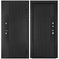 Black Security Door With Vertical Striped Design And Multiple Security Locks 3d model