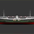 Ferry Ship With Red White Life Rings And Two Decks 3d model