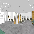 Elegant Beauty Salon Interior With Green Sofas Bamboo Pattern Wall And Modern Ceiling