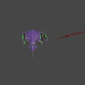 Purple And Green Sci Fi Mech Character With Detailed Armor Structure Design