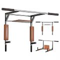 Multifunctional Sports Equipment With Pull Up Bar Ab Bench Brown Leather Seat Black Metal Frame