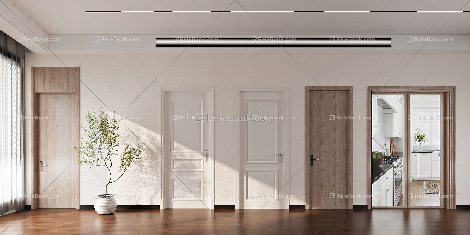 Modern Flat Door Wooden Door Simple 3d model