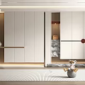 Modern Entryway Cabinet Sideboard With White Wooden Doors And Shelf Interior Design