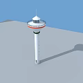 Industrial Lighthouse Navigation Equipment With White Tower Red Green Rings And Observation Platform