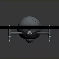 Modern Quadrotor Drone With Spherical White Body Black Frame And Four Blue Tipped Propellers