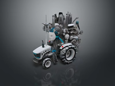 Detailed Futuristic Mechanical Tractor Design With Complex Industrial Components And Intricate Structures 3d model