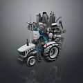 Detailed Futuristic Mechanical Tractor Design With Complex Industrial Components And Intricate Structures 3d model