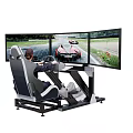 Functional Car Racing Simulator With Multiple Screens Steering Wheel And Racing Scenes