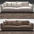 Modern Two Seater Sofa With Multiple Cushions In Light And Dark Colors 3d model