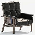 Modern Black Leather Leisure Chair With Wooden Frame Padded Back And Seat Contemporary Design