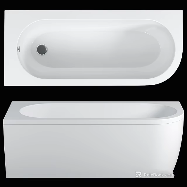 Modern White Freestanding Bathtub With Sleek Oval Design And Smooth Surface 3d model 