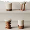 Middle Style Shoe Changing Stool Low Stool 3d model