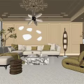 Modern Living Room Interior With Beige Sofa Coffee Table Accent Chair And Decorative Wall Art