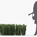 Lush Green Bushes With A Silhouette Of A Woman Standing Next To Them