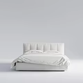 White Upholstered Double Bed with Soft Sheets and Pillows Modern Minimalist Style 3d model