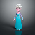 Elsa Game Movie Character With White Hair Blue Dress Cartoon Style Standing Pose And Reflection