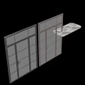 Modern Glass Sliding Door With Black Frame In Interior Space Wooden Floor And Plant