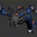 Blue Mechanical Robot Character Design With White Head And Articulated Joints