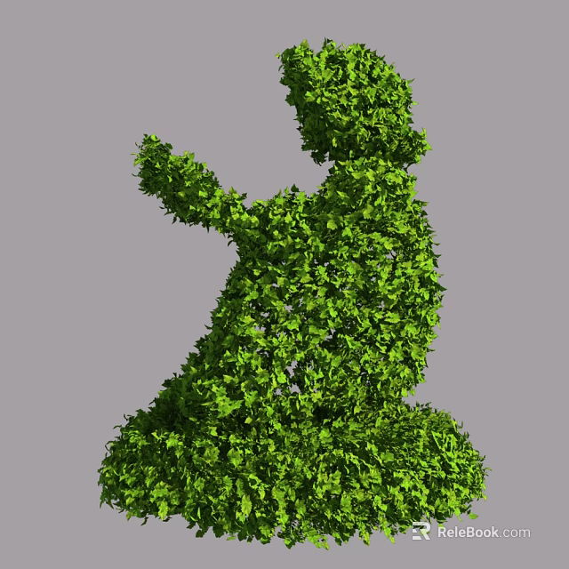 Green Topiary Shrub Sculpted Into Snowman Shape With Lush Foliage 3d model 