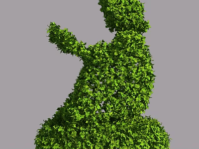 Green Topiary Shrub Sculpted Into Snowman Shape With Lush Foliage 3d model