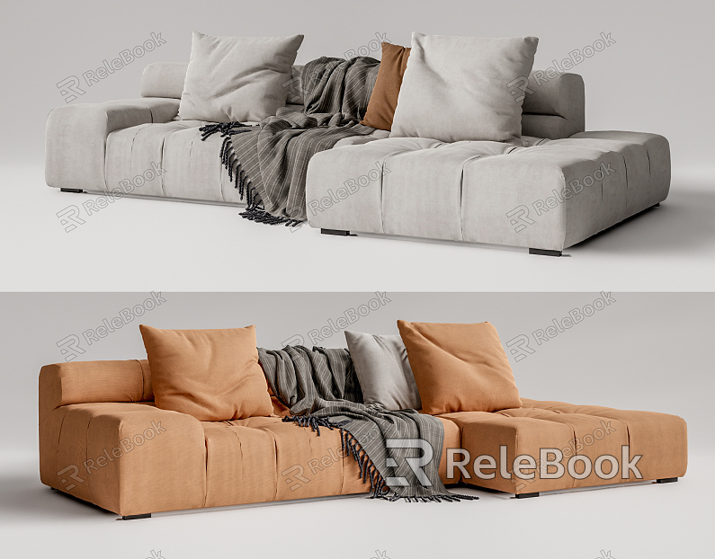 Modern corner sofa multiplayer sofa model