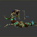Game Movie Character 3D Mechanical Figure With Vibrant Colors Floral Decorations And Dynamic Pose