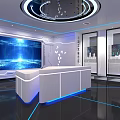 Modern Intelligent System Exhibition Center Interior With Digital Display And Tech Elements 3d model