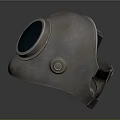 Vintage Diving Helmet With Metallic Surface And Round Viewport Details