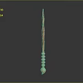 Handcrafted Wooden Ancient Weapon Spear With Spiral Carved Shaft And Decorative Base