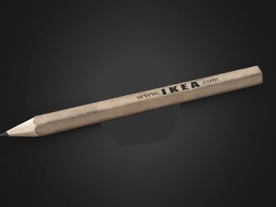 IKEA Light Brown Wooden Pencil With WWWIKEACOM Print In Smooth Design 3d model