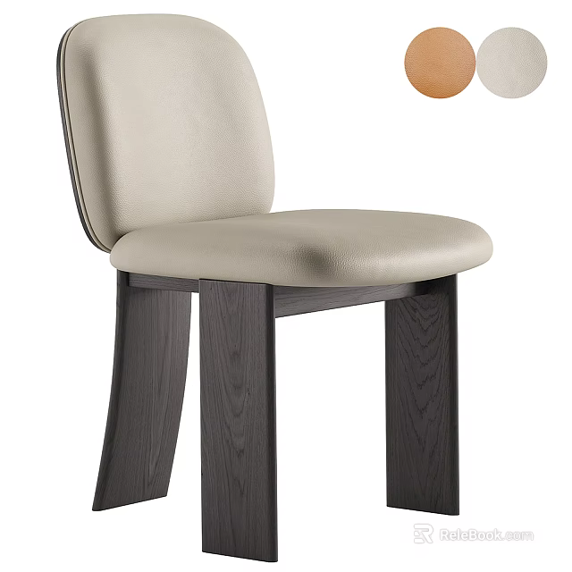 Elegant Modern Single Chair Featuring Light Upholstered Seat Dark Wooden Legs And Curved Back 3d model 