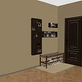 Wooden Shoe Bench With Padded Seat And Entryway Storage Shelves Wall Hooks