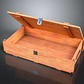 Wooden Storage Box With Open Lid And Empty Rectangular Interior