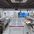 Industrial Workshop Interior With Workbenches Machinery Equipment And Display Screens