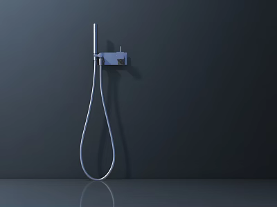 Modern Handheld Shower Head with Flexible Hose Mounted on Dark Wall in Sleek Design 3d model