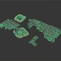 Scenery Building Components Featuring Gray Stone Slabs Broken Structures And Circular Bases 3d model