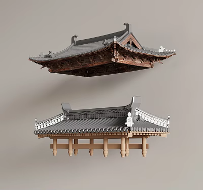 16 Eaves Chinese-style Eaves Eaves Tiles Eaves Roof 3d model