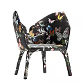 Colorful Butterfly Pattern Single Accent Chair With Modern Armrest And Artistic Design