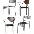Modern Dining Chairs In Different Styles With Metal Frames And Leather Seats 3d model