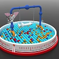 Circular Colorful Ball Pit Playground Equipment With Blue Pipe And Cartoon Elements