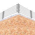 Building Exterior Wall Featuring Brick Construction Concrete Top And Cable Railing System 3d model