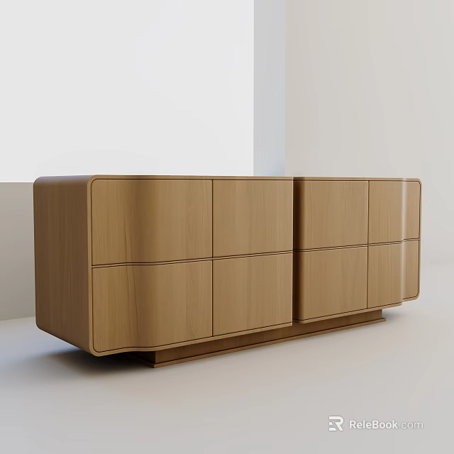 Modern Wooden TV Cabinet With Smooth Design And Storage Doors For Home Living 3d model 