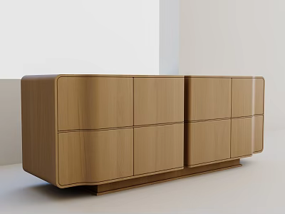 Modern Wooden TV Cabinet With Smooth Design And Storage Doors For Home Living 3d model
