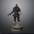 Male Character Model Standing With Tactical Vest Holding Gun On Circular Base With Glowing Edges