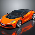 Orange Sports Car With Modern Sleek Exterior Black Roof And Silver Wheels