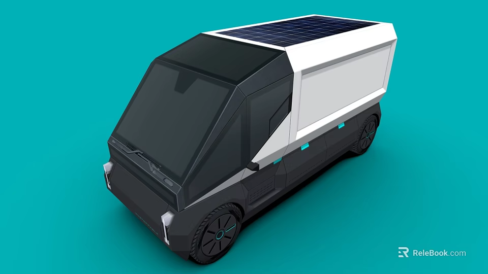 Modern Solar Powered Electric Truck Design With White Exterior And Solar Panels 3d model 
