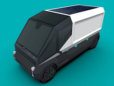Modern Solar Powered Electric Truck Design With White Exterior And Solar Panels 3d model