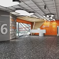 Modern Gym Interior With Workout Equipment Area Orange Wall Number 1 And Green Plant Decor