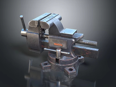 Heavy Duty Industrial Bench Vise With Adjustable Clamp And Metal Base Plate 3d model